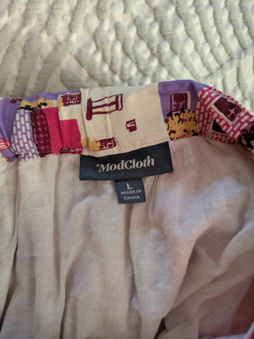 ModCloth Colorful Village-Print A-Line Skirt in Purple, Yellow & Pink - Picture 2 of 3